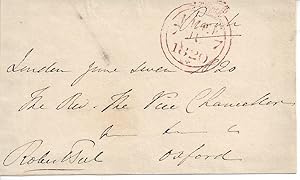 Image du vendeur pour [Sir Robert Peel, Tory Prime Minister, founder of the Metropolitan Police, creator of modern Conservative Party.] Autograph Signature ( Robert Peel ) and address by him franking a letter to the Vice-Chancellor of the University of Oxford. mis en vente par Richard M. Ford Ltd