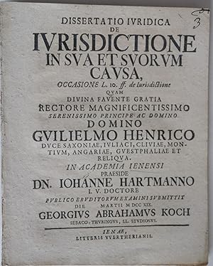 Seller image for Dissertatio Ivridica De Ivrisdictione In Sva Et Svorvm Cavsa, Occasione L. 10. ff. for sale by Auceps-Antiquariat Sebastian Vogler