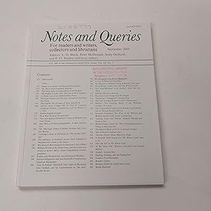 Seller image for Notes And Queries for Readers and Writers Collectors and Librarians: Vol. 248. No. 3. September 2003 for sale by Cambridge Rare Books