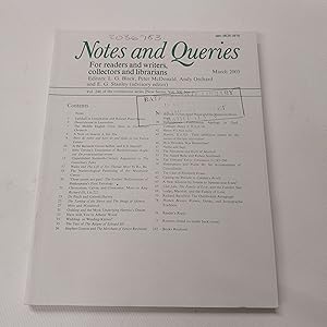 Bild des Verkufers fr Notes And Queries for Readers and Writers Collectors and Librarians: Vol. 248. No. 1. March 2003 zum Verkauf von Cambridge Rare Books