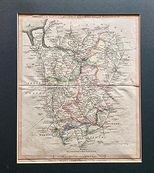 ORIGINAL 19th CENTURY ROAD MAP TO CHESTER, LIVERPOOL & MANCHESTER