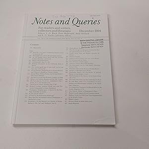 Imagen del vendedor de Notes And Queries for Readers and Writers Collectors and Librarians: Vol. 249. No. 4. December 2004 a la venta por Cambridge Rare Books