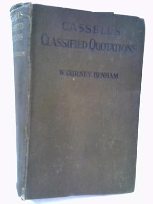 Image du vendeur pour Cassell's Classified Quotations mis en vente par World of Rare Books