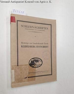 Bild des Verkufers fr Beitrge zur Landeskunde Tirols. Klebelsberg-Festschrift zum Verkauf von Versand-Antiquariat Konrad von Agris e.K.