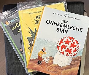 Set of 2 Tintin books from Luxembourg. Den Nheemleche Star (The Shooting Star), AND Affaire Ditch...