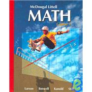 Image du vendeur pour Math Course 1, Grades 6-8: Mcdougal Littell Middle School Math mis en vente par eCampus