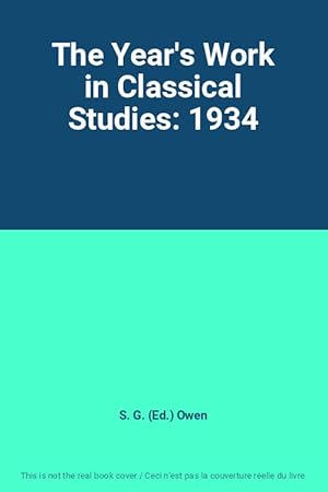 Seller image for The Year's Work in Classical Studies: 1934 for sale by Ammareal