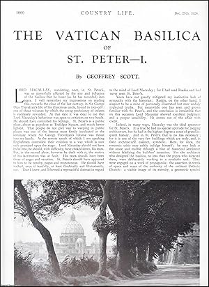 Immagine del venditore per The Vatican Basilica of St. Peter. Several pictures and accompanying text, removed from an original issue of Country Life Magazine, 1926. venduto da Cosmo Books