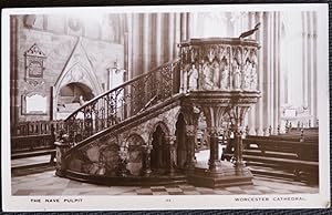 Worcester Cathedral Postcard Real Photo The Nave Pulpit
