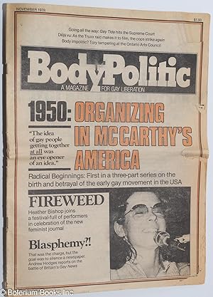 Bild des Verkufers fr The Body Politic: a magazine for gay liberation; #48, November, 1978; 1950: Organizing in McCarthy's America zum Verkauf von Bolerium Books Inc.