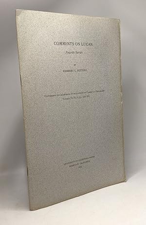 Seller image for Comments on Lucan fourth series - Classical philology VOLUME 11 N8 pp. 249-261 for sale by crealivres