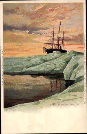 Bild des Verkufers fr Knstler Litho Goldfeld, A., Fram im ewigen Eis, Polarexpedition, Fridtjof Nansen, In Nacht und Eis zum Verkauf von akpool GmbH