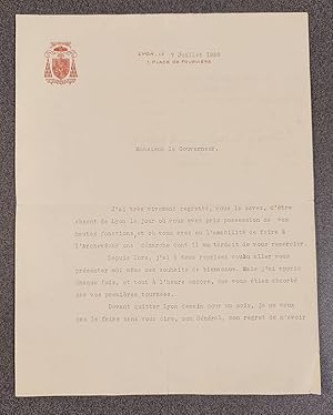 Lettre tapuscrite signée du 7 juillet 1938 adressée au Général Touchon