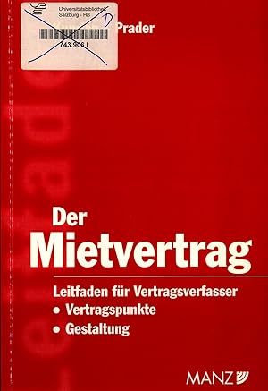 Seller image for Der Mietvertrag Leitfaden fr Vertragsverfasser / Vertragspunkte / Gestaltung for sale by avelibro OHG