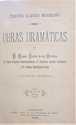 Seller image for Teatro clsico moderno. Obras dramticas. Volumen I. for sale by Librera Anticuaria Antonio Mateos