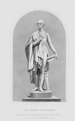 STATUE OF THE MARQUIS OF WELLESLEY,Historical 1855 Irish Steel Engraved Print