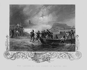 THE LANDING OF THE FRENCH IN BANTRY BAY,With Elaborate Border,Historical 1855 Irish Steel Engrave...