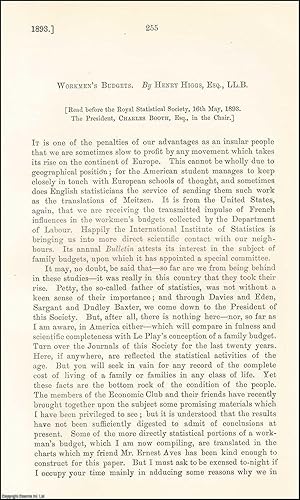 Imagen del vendedor de Workmen's Budgets. An uncommon original article from the Journal of the Royal Statistical Society of London, 1893. a la venta por Cosmo Books