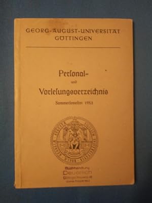 Personal- und Vorleseverzeichnis Sommersemester 1953. Georg-August-Universität Göttingen.