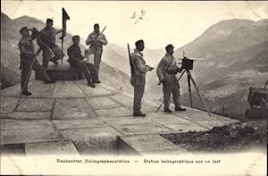 Ansichtskarte / Postkarte Schweizer Soldaten, Beobachter, Heliographenstation