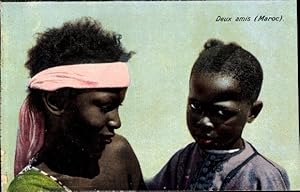 Bild des Verkufers fr Ansichtskarte / Postkarte Marokko, Deux amis, Zwei Freunde, Afrikanische Kinder, Portrait zum Verkauf von akpool GmbH