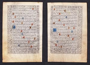 Bild des Verkufers fr Leaf of a Book of Hours printed on vellum / Blatt eines gedruckten Stundenbuches auf Pergament / Feuillet d'un livre d'heures imprim sur velin. zum Verkauf von Antiquariat Steffen Vlkel GmbH