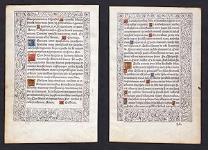 Bild des Verkufers fr Leaf of a Book of Hours printed on vellum / Blatt eines gedruckten Stundenbuches auf Pergament / Feuillet d'un livre d'heures imprim sur velin. zum Verkauf von Antiquariat Steffen Vlkel GmbH