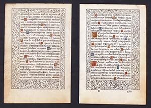 Bild des Verkufers fr Leaf of a Book of Hours printed on vellum / Blatt eines gedruckten Stundenbuches auf Pergament / Feuillet d'un livre d'heures imprim sur velin. zum Verkauf von Antiquariat Steffen Vlkel GmbH