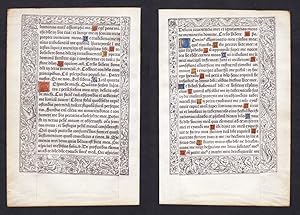 Bild des Verkufers fr Leaf of a Book of Hours printed on vellum / Blatt eines gedruckten Stundenbuches auf Pergament / Feuillet d'un livre d'heures imprim sur velin. zum Verkauf von Antiquariat Steffen Vlkel GmbH