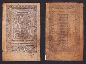 Bild des Verkufers fr Leaf of a Book of Hours printed on vellum / Blatt eines gedruckten Stundenbuches auf Pergament / Feuillet d'un livre d'heures imprim sur velin / The capture of Jesus & Kiss of Judas zum Verkauf von Antiquariat Steffen Vlkel GmbH