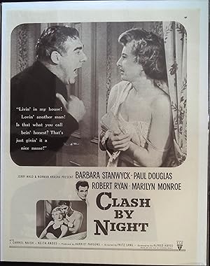 Bild des Verkufers fr Clash By Night Trade Print Ad 1952 Barbara Stanwyck, Marilyn Monroe, Robert Ryan zum Verkauf von AcornBooksNH