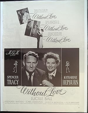 Immagine del venditore per Without Love Trade Print Ad 1945 Spencer Tracy, Katharine Hepburn, Lucille Ball venduto da AcornBooksNH