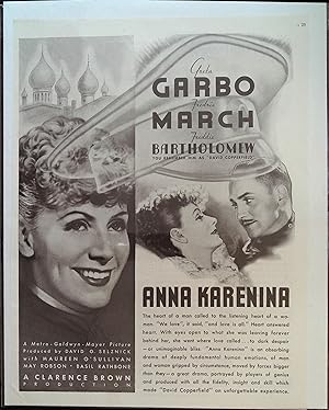 Image du vendeur pour Anna Karenina Trade Print Ad 1935 Greta Garbo, Fredric March mis en vente par AcornBooksNH