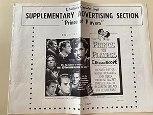 Imagen del vendedor de Prince of Players Advertising Supplement 1955 Richard Burton, Maggie McNamara, John Derek, a la venta por AcornBooksNH