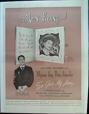 Immagine del venditore per So Goes My Love Trade Print Ad 1946 Myrna Loy, Don Ameche, Bobby Driscoll venduto da AcornBooksNH