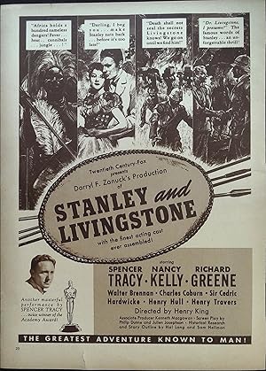 Image du vendeur pour Stanley and Livingston Trade Print Ad 1939 Spencer Tracy, Nancy Kelly, Richard Greene mis en vente par AcornBooksNH