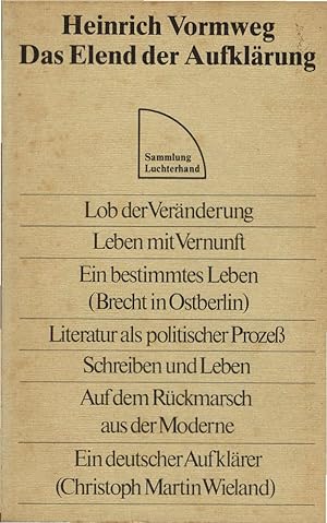 Seller image for Das Elend der Aufklrung : ber e. Dilemma in Deutschland. Sammlung Luchterhand ; 524 for sale by Schrmann und Kiewning GbR