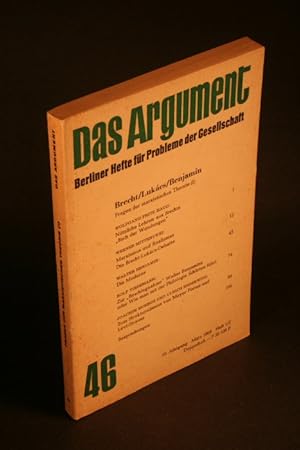 Bild des Verkufers fr Das Argument. 46. 10. Jahrgang, Mrz 1968, Heft 1/2. zum Verkauf von Steven Wolfe Books