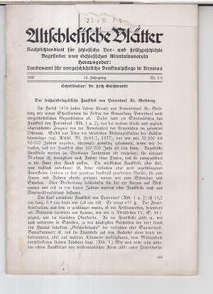 Image du vendeur pour Altschlesische Bltter. 1937, Nr. 3 / 4, 12. Jahrgang. - Aus dem Inhalt: Lothar Zotz - Der frhaltsteinzeitliche Faustkeil von Petersdorf Kr. Goldberg / Werner Boege: Wagenrad oder Priesterschmuck ? / Fritz Geschwendt: Gleitsteine in Schlesien / Karl Rode: Oberflchengestalt und Untergrund der Hirschberg-Warmbrunner Umgebung. mis en vente par Antiquariat Carl Wegner