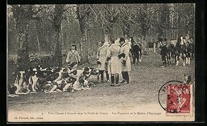 Carte postale Dreux, Une Chasse a Courre dans la Foret, Les Piqueurs et le Maitre d`Equipage, Jag...