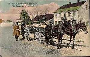 Ansichtskarte / Postkarte Polen, Polnische Bauern fahren zum Markt, Pferdefuhrwerk