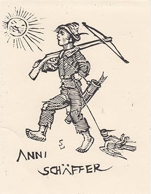 Seller image for Anni Schffer. Jger mit Armbrust und erbeutetem Vogel. for sale by Antiquariat  Braun