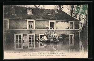 Ansichtskarte Bonneuil, Les Inondations de la Marne 1910, Entree du Restaurant du Moulin de Bonne...
