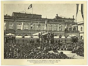 Zur Grundsteinlegung des neuen Rathauses zu Hamburg am 6. Mai 1886. Nach einer Lichtdruckreproduk...