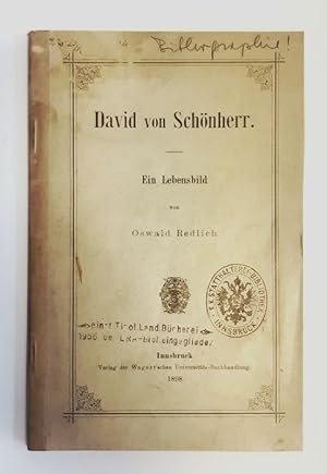 Bild des Verkufers fr David von Schnherr. Ein Lebensbild. zum Verkauf von erlesenes  Antiquariat & Buchhandlung