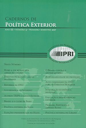 Immagine del venditore per Cadernos de Poltica Exterior - Ano 3 . Nmero 5 . primeiro semestre de 2017 venduto da Livraria Ing