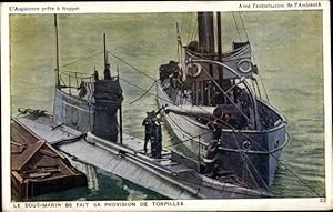 Ansichtskarte / Postkarte Britisches U Boot, HMS B6, Submarine, Royal Navy, Provision de Torpilles