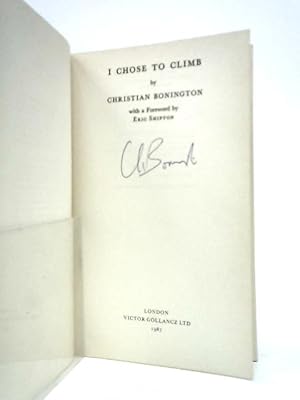 Seller image for I Chose to Climb for sale by World of Rare Books