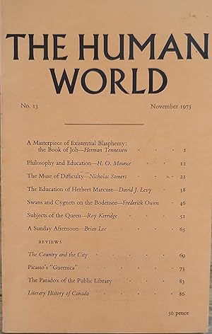 Bild des Verkufers fr The Human World - A Quarterly Review Of English Letters Number 13 November 1973 zum Verkauf von Shore Books