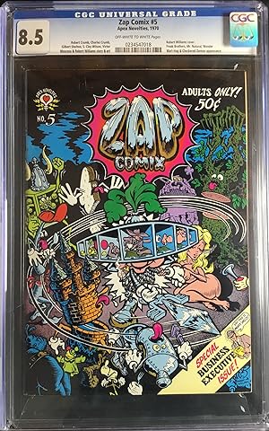 Seller image for ZAP COMIX No. 5 (1st. Print) CGC Graded 8.5 (VF+) for sale by OUTSIDER ENTERPRISES